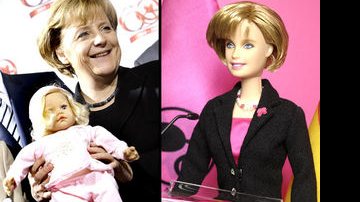 Angela Merkel exibe sua boneca - Reprodução