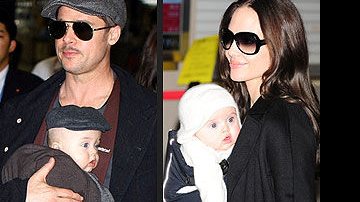 Brad Pitt e Angelina Jolie com os gêmeos - Reprodução