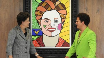 Dilma Rousseff ganha retrato feito pelo artista Romero Britto - Reprodução / Fabio Rodrigues Pozzebom/ABr