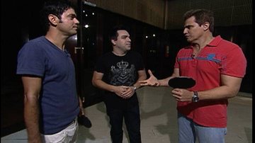 Repórter Renato Cunha entrevista Edson Celulari e Jorge Vercillo no Esporte Espetacular - Divulgação