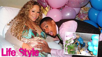Mariah Carey e Nick Cannon no chá de bebê de seus gêmeos - Reprodução / Life & Style