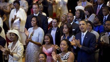 A família Obama assiste ao culto de Páscoa - Pete Souza/Casa Branca