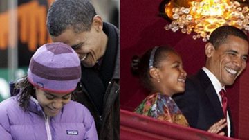 Montagem de fotos do presidente Barack Obama com as filhas Malia e Sasha - CityFiles/ Getty Images