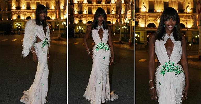 A modelo Naomi Campbell foi ao jantar de gala do casamento real de Mônaco com um modelo Givenchy com decote provocante - Getty Images