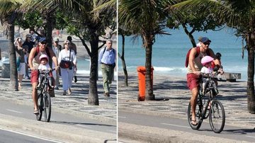 Nalbert passeia de bicicleta com a filha, Rafaela, pela orla de Ipanema - Wallace Barbosa/AgNews