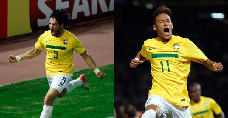 Pato e Neymar comemoram goleada contra o Equador - Reuters
