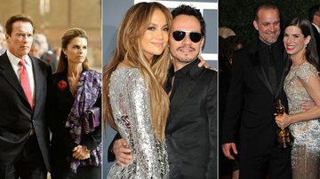Arnold Schwarzenegger e Maria Shriver; Jennifer Lopez e Marc Anthony; Sandra Bullock e Jesse James chocaram o público ao anunciar o fim da relação - Getty Images