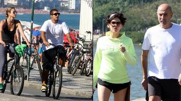 Luana Piovani e Pedro Vianna passearam de bicicleta; Barbara Paz e Hector Babenco caminharam pela Lagoa Rodrigo de Freitas. - AgNews/PhotoRioNews