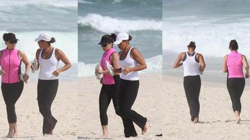 Giovanna Antonelli corre ao lado de amiga na praia da Barra da Tijuca - Dilson Silva/AgNews