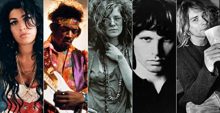 Amy Winehouse, Jimi Hendrix, Janis Joplin, Jim Morrison, Kurt Cobain - Montagem