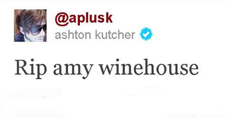 Ashton Kutcher de luto por Amy Winehouse - Reprodução