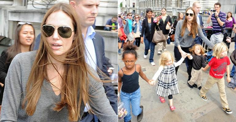Angelina Jolie com os filhos em Londres - City Files