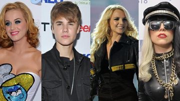 Katy Perry, Justin Bieber, Britney Spears e Lady Gaga - Getty Images