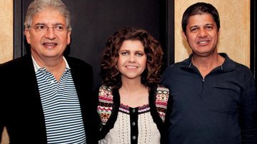 Luiz Calmon e Wladimir Pereira recebem a cantora Roberta Campos para show do projeto Sons da Nova da rádio Nova Brasil FM, em SP.