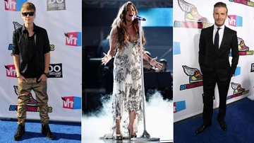Justin Bieber, Demi Lovato e David Beckham no Do Something Awards 2011, em Hollywood, Estados Unidos - Getty Images