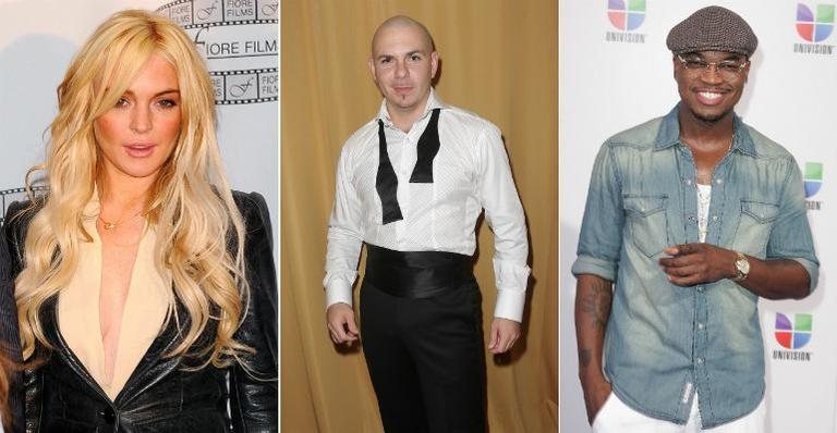 Lindsay Lohan, Pitbull e Ne-Yo - Getty Images
