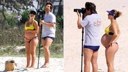 O ator diverte a mulher ao testar o equipamento fotográfico... - Delson Silva