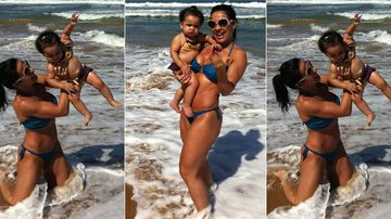 Scheila Carvalho na praia com a filha, Giullia - Reprodução/Twitter