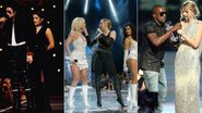 Michael Jackson com Lisa Marie Presley; Madonna com Britney e Christina Aguilera; Kanye West e Taylor Swift - Getty Images