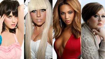 Katy Perry, Lady Gaga, Beyoncé e Adele: bem cotadas no VMA - Montagem
