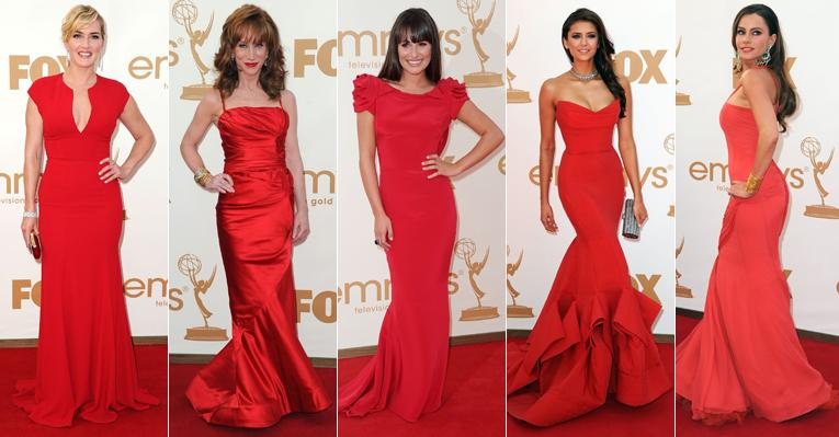 Estrelas apostam em longos da cor vermelha no Emmy Awards 2011 - Getty Images