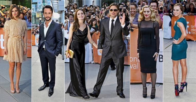 Keira Knightley, de Elie Saab, Rodrigo Santoro, O casal Angelina Jolie, de Vivienne Westwood, e Brad Pitt - Getty Images e Reuters