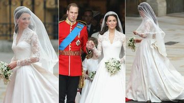Kate Middleton e seu famoso vestido de noiva, no casamento com Príncipe William - Getty Images