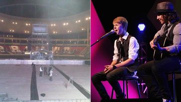 Guitarrista de Justin Bieber divulga foto da passagem de som no estádio do Engenhão - Fotomontagem
