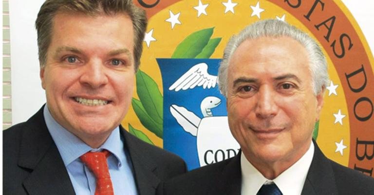 Carlos Bonetti entrevista o vice-presidente do Brasil, Michel Temer, para a atração da NET e TVA, em Brasília.