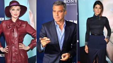 Evan Rachel Wood, George Clooney e Marisa Tomei na première do filme 'The Ides of March', em Nova York - Getty Images