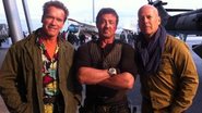 Arnold Schwarzenegger, Bruce Willis e Sylvester Stallone: gravação na Bulgária - Reprodução/Twitter