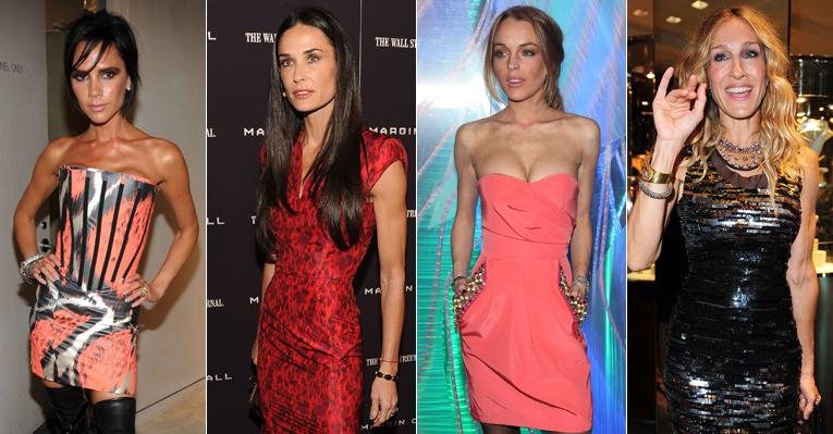 Famosas como Victoria Beckham, Demi Moore, Lindsay Lohan e Sarah Jessica Parker já apareceram assustadoramente magras na em eventos sociais - Getty Images