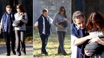 Carla Bruni e Nicolas Sarkozy passeiam com a pequena Giulia pelo Palácio de Versalhes - Reprodução/The Grosby Group