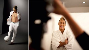 Em São Paulo, Neymar é garoto-propaganda de grife de cuecas e mostra intimidade com a bola e os holofotes. Atleta é só sorrisos em making of. - Erika Verginelli