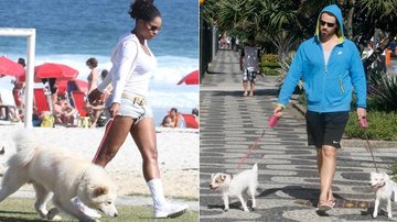 Adriana Bombom e Carmo Dalla Vecchia passeiam com seus cachorros no Rio de Janeiro - Dilson Silva / Agnews; Edson Teofilo / PhotoRio News