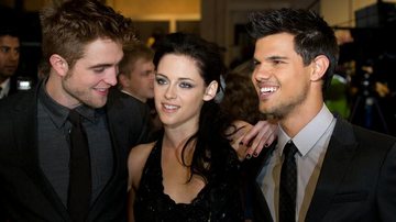 Robert Pattinson, Kristen Stewart e Taylor Lautner divulgam 'Amanhecer - Parte 1' no Reino Unido - Getty Images