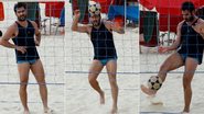 As habilidades do esportista Thierry Figueira em jogo de futevôlei - J.Humberto / AgNews