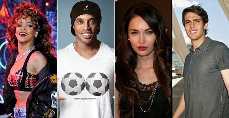 Rihanna, Ronaldinho Gaúcho, Megan Fox e Kaká aparecem em pesquisa de Facebook sobre assuntos que bombaram em 2011 no Brasil e no mundo - Fotomontagem