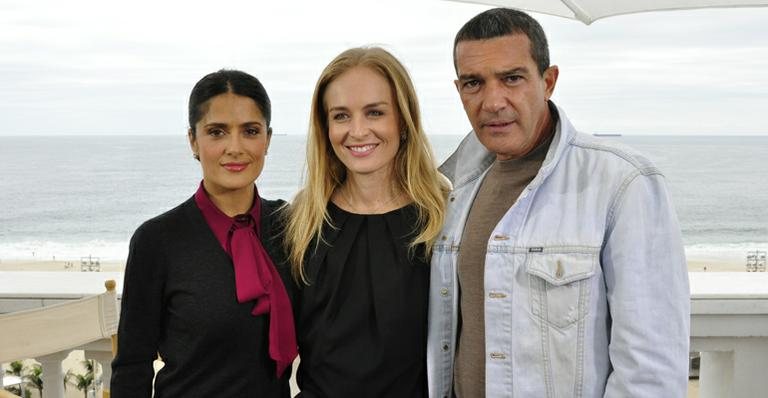 Salma Hayek, Angélica e Antonio Banderas - TV Globo / Estevam Avellar