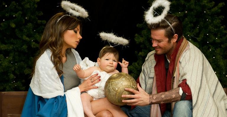 Sósias de Victoria, David Beckham e Harper Seven fazem cena de presépio de Natal - Getty Images