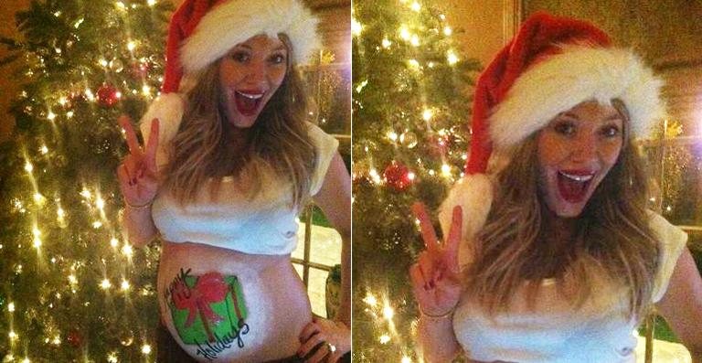 Grávida de seis meses, Hilary Duff deseja feliz Natal a todos - Reprodução Twitter