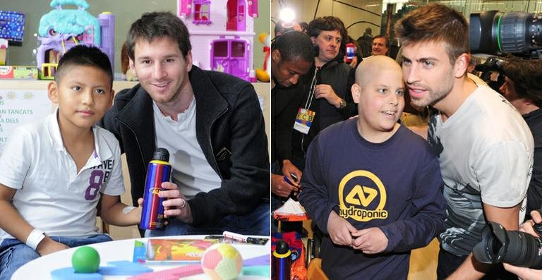 Lionel Messi e Gerard Piqué visitam crianças em hospitais da Espanha - The Grosby Group