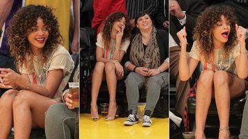 Rihanna vai a jogo do Los Angeles Lakers, na Califórnia - Reprodução/Getty Images