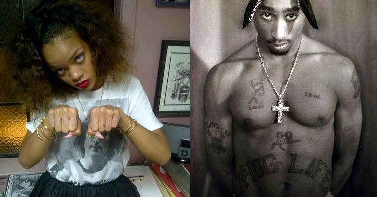 Rihanna exibe tatuagem em homenagem a Tupac - Reprodução Twitter
