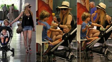 Noah e Guy passeiam com a mãe, Danielle Winits, no shopping - Daniel Delmiro / AgNews