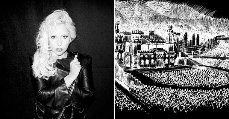 Lady Gaga e o novo palco da turnê 'Born This Way Ball 2012-2013' - Reprodução/www.terrysdiary.com e Twitter