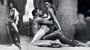 No deserto de Sonora, na Califórnia, a top exibe sensualidade em campanha de linha de jeans de famosa grife. Profissionalismo da gaúcha com o modelo inglês Ryan Barrett. - The Grosby Grouop