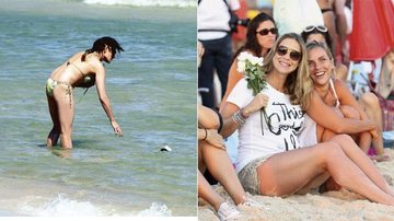 Christiane Torloni entra no mar da Barra, Rio, para deixar flores à orixá em seu dia. A grávida Luana e seu ramalhete na praia do Arpoador. - delson silva e wallace barbosa