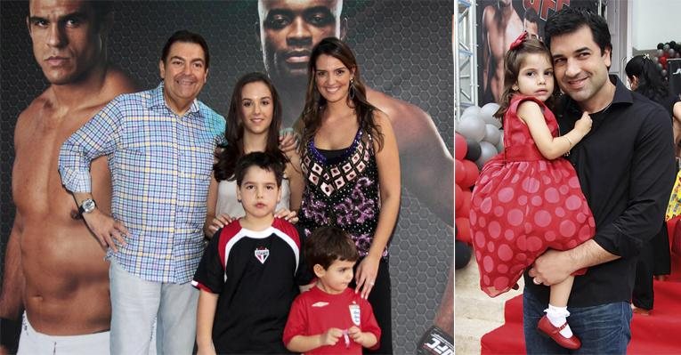 João, ao centro, fã de UFC, comemora aniversário com o pai, a mãe, e os irmãos, Lara e Rodrigo. O chef Edu Guedes com a herdeira, Maria Eduarda. - Orlando Oliveira