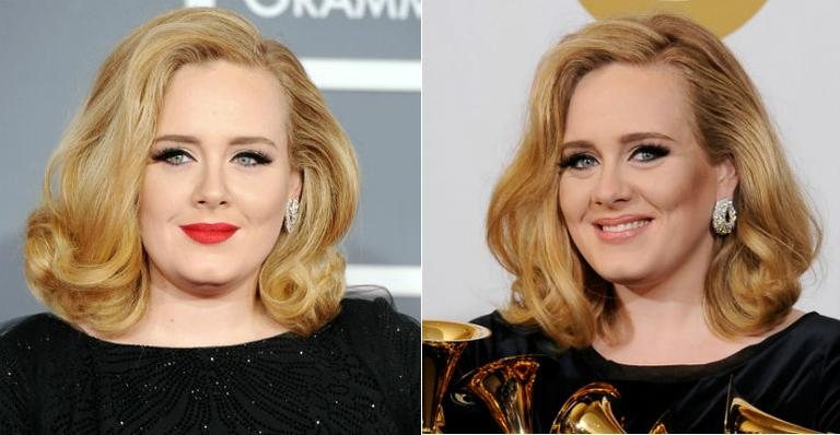 Adele usou dois makes no Grammy 2012 - Getty Images